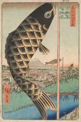 Ponte Suido e Surugadai, dalla serie Cento vedute famose di Edo (Edo Meisho Hyakkei)